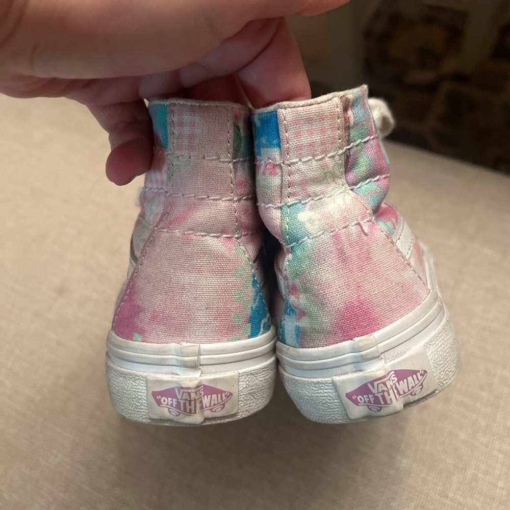 🌸 Girls Pastel Patchwork Hi Top Vans - Size 13 - Picture 5 of 7
